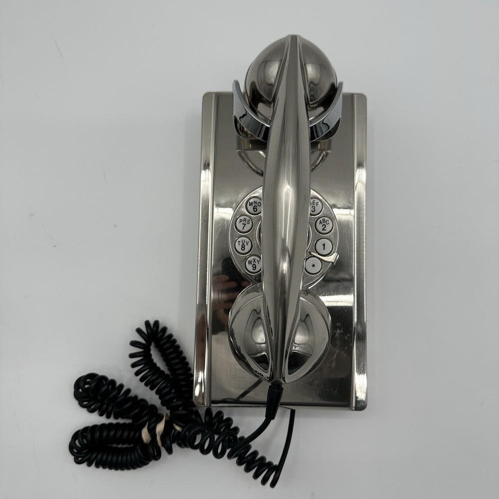 Crosley Cr55 Wall Wired Phone - Brushed Chrome Volume Tone Ringer Press Button
